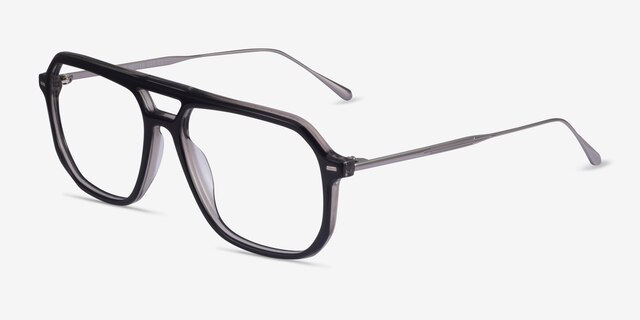 Intrepid Black Gunmetal AcetateEyeglass Frames from EyeBuyDirect, Angle View