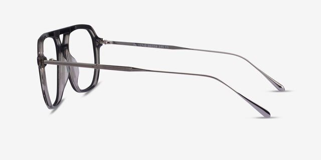 Intrepid Black Gunmetal AcetateEyeglass Frames from EyeBuyDirect, Side View