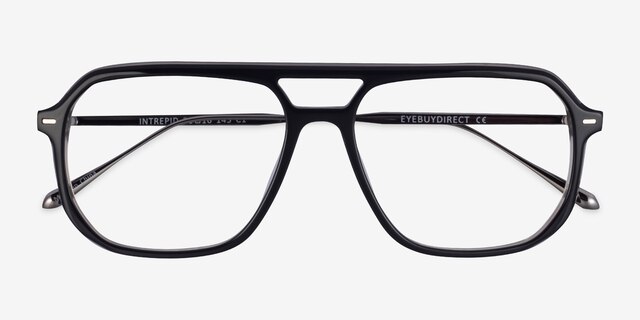 Intrepid Black Gunmetal AcetateEyeglass Frames from EyeBuyDirect, Closed View
