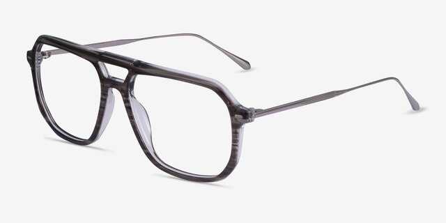 Intrepid Gray Striped AcetateEyeglass Frames from EyeBuyDirect, Angle View