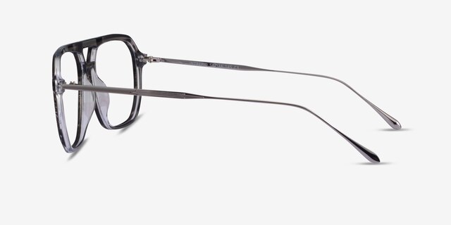 Intrepid Gray Striped AcetateEyeglass Frames from EyeBuyDirect, Side View