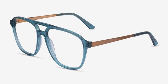 Metropolis Teal AcetateEyeglass Frames from EyeBuyDirect, Angle View