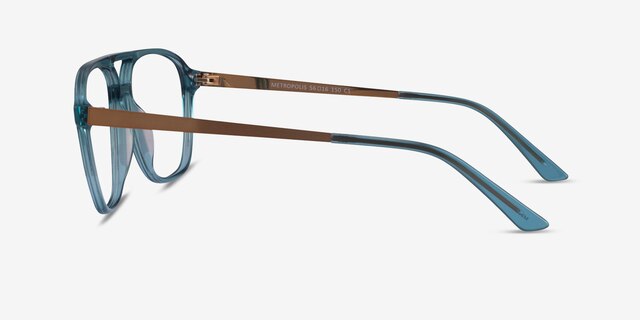 Metropolis Teal AcetateEyeglass Frames from EyeBuyDirect, Side View