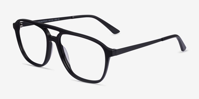 Metropolis Black AcetateEyeglass Frames from EyeBuyDirect, Angle View