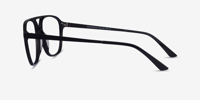 Metropolis Black AcetateEyeglass Frames from EyeBuyDirect, Side View