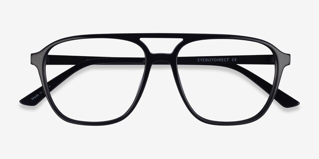Metropolis Black AcetateEyeglass Frames from EyeBuyDirect, Closed View
