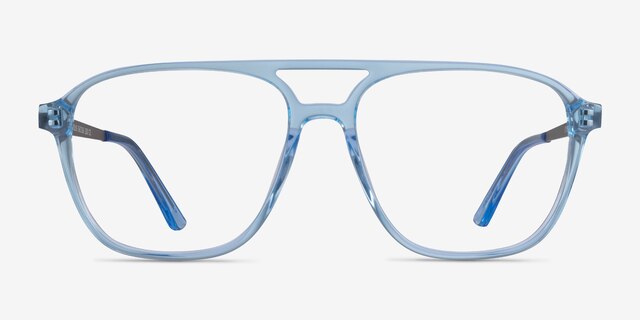 Metropolis Clear Blue AcetateEyeglass Frames from EyeBuyDirect, Front View