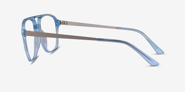 Metropolis Clear Blue AcetateEyeglass Frames from EyeBuyDirect, Side View
