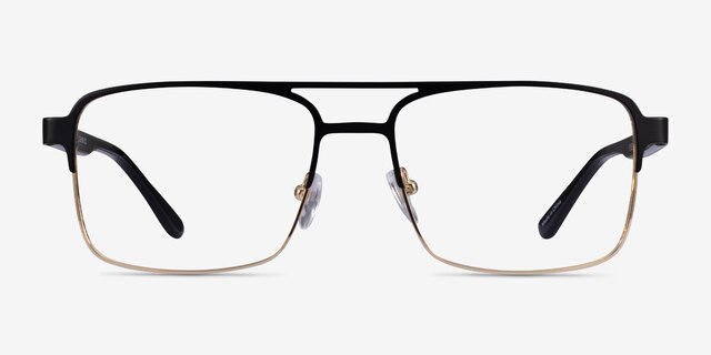 Gustave Black Gold AcetateEyeglass Frames from EyeBuyDirect, Front View
