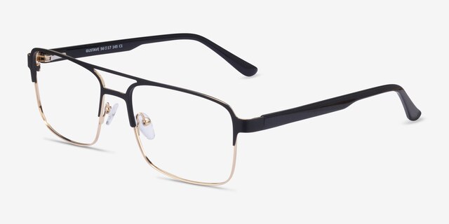 Gustave Black Gold AcetateEyeglass Frames from EyeBuyDirect, Angle View