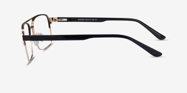 Gustave Black Gold AcetateEyeglass Frames from EyeBuyDirect, Side View