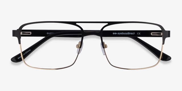 Gustave Black Gold AcetateEyeglass Frames from EyeBuyDirect, Closed View