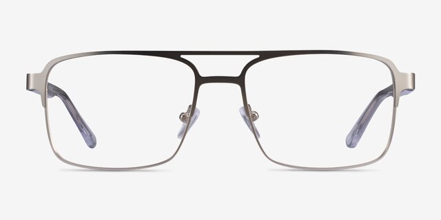 Gustave Silver Clear AcetateEyeglass Frames from EyeBuyDirect, Front View