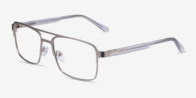 Gustave Silver Clear AcetateEyeglass Frames from EyeBuyDirect, Angle View