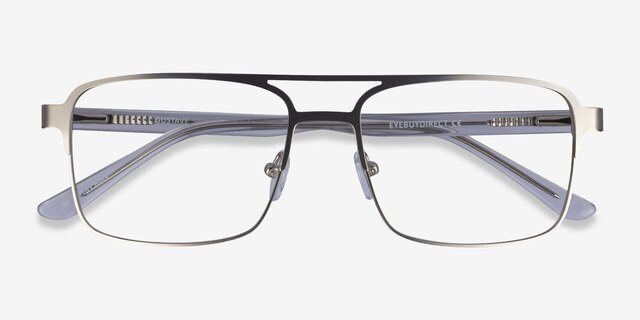 Gustave Silver Clear AcetateEyeglass Frames from EyeBuyDirect, Closed View