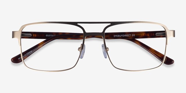 Gustave Gold Tortoise AcetateEyeglass Frames from EyeBuyDirect, Closed View