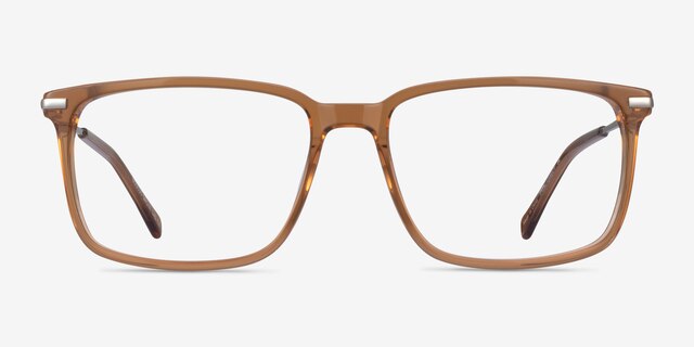 Boscus Clear Brown Silver AcétateMontures de lunettes de vue d'EyeBuyDirect, Vue de Face