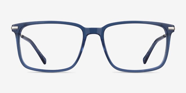 Boscus Clear Blue Silver AcetateEyeglass Frames from EyeBuyDirect, Front View