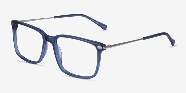 Boscus Clear Blue Silver AcetateEyeglass Frames from EyeBuyDirect, Angle View