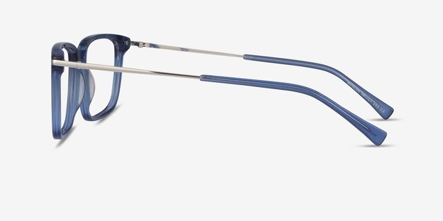 Boscus Clear Blue Silver AcetateEyeglass Frames from EyeBuyDirect, Side View