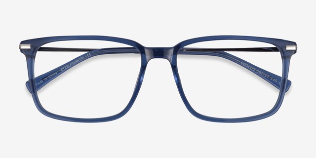 Boscus Clear Blue Silver AcetateEyeglass Frames from EyeBuyDirect, Closed View