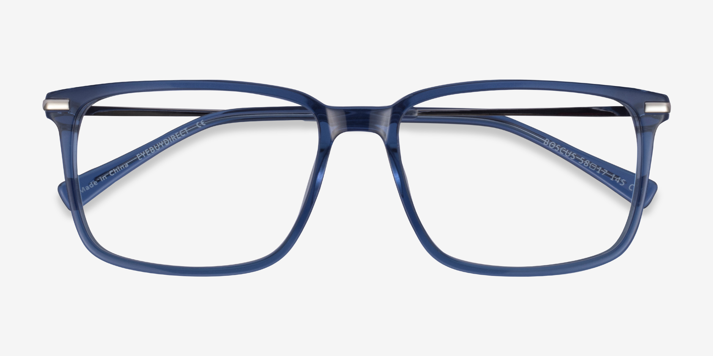 Boscus Rectangle Clear Blue Silver Glasses for Men | Eyebuydirect