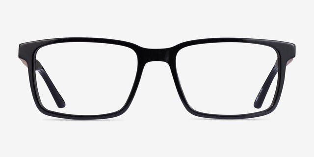Symbiosis Noir AcétateMontures de lunettes de vue d'EyeBuyDirect, Vue de Face