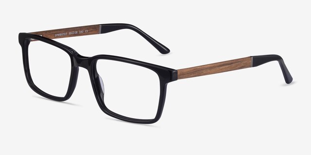 Symbiosis Noir AcétateMontures de lunettes de vue d'EyeBuyDirect, Vue d'Angle