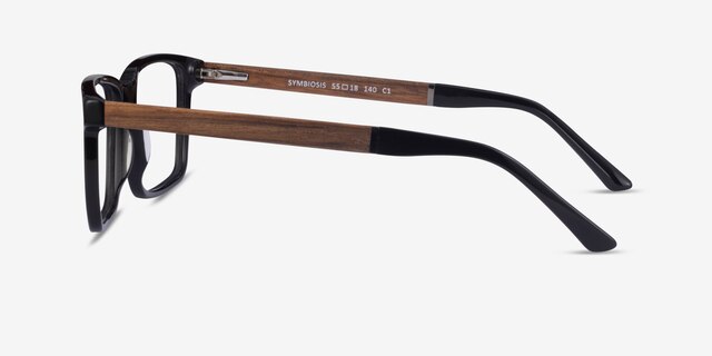 Symbiosis Noir AcétateMontures de lunettes de vue d'EyeBuyDirect, Vue de Côté