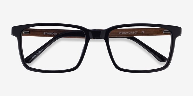 Symbiosis Noir AcétateMontures de lunettes de vue d'EyeBuyDirect, Vue Rapprochée