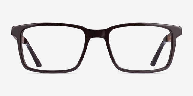 Symbiosis Brown AcetateEyeglass Frames from EyeBuyDirect, Front View