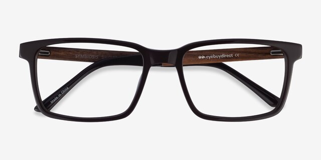 Symbiosis Brown AcetateEyeglass Frames from EyeBuyDirect, Closed View