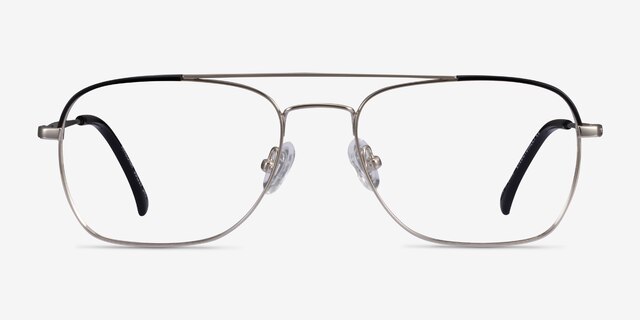 Arizona Silver Black AcetateEyeglass Frames from EyeBuyDirect, Front View