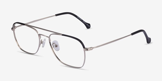 Arizona Silver Black AcetateEyeglass Frames from EyeBuyDirect, Angle View