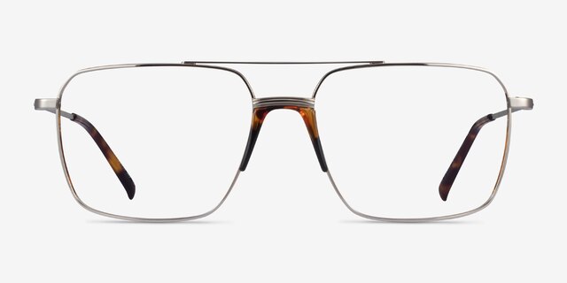 Matt Silver Tortoise AcetateEyeglass Frames from EyeBuyDirect, Front View