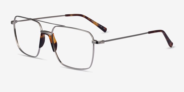 Matt Silver Tortoise AcetateEyeglass Frames from EyeBuyDirect, Angle View
