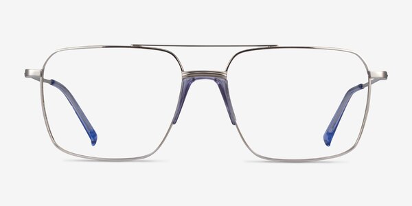 Matt Silver Blue Acetate Eyeglass Frames
