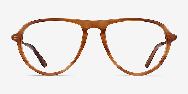 Stratosphere Brown Striped Matte Gold Acetate Eyeglass Frames