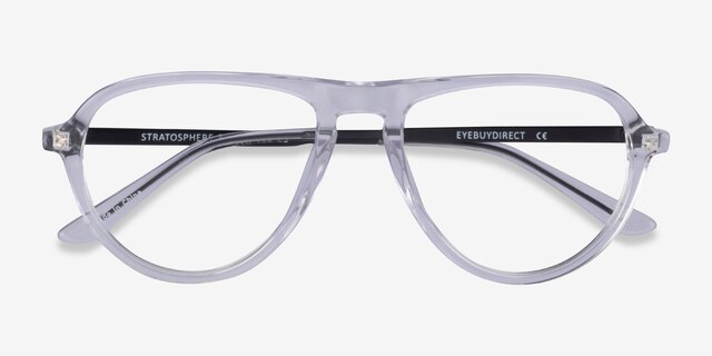 Stratosphere Clear Matte Black AcetateEyeglass Frames from EyeBuyDirect, Closed View