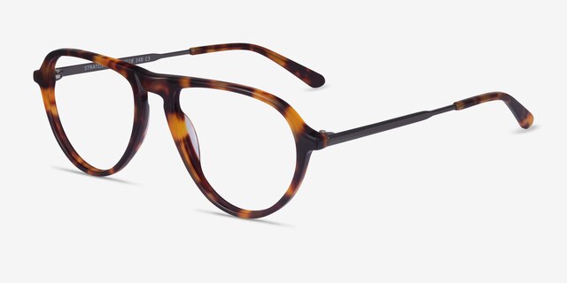 Stratosphere Tortoise Gunmetal AcetateEyeglass Frames from EyeBuyDirect, Angle View
