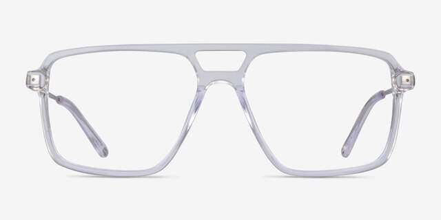 San Diego Clear Silver AcetateEyeglass Frames from EyeBuyDirect, Front View