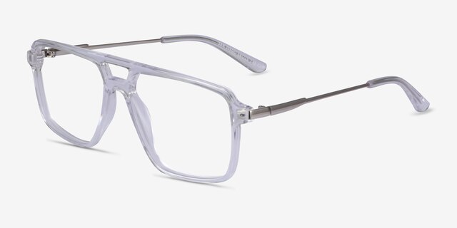 San Diego Clear Silver AcetateEyeglass Frames from EyeBuyDirect, Angle View