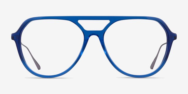Cumulus Clear Blue Silver AcetateEyeglass Frames from EyeBuyDirect, Front View