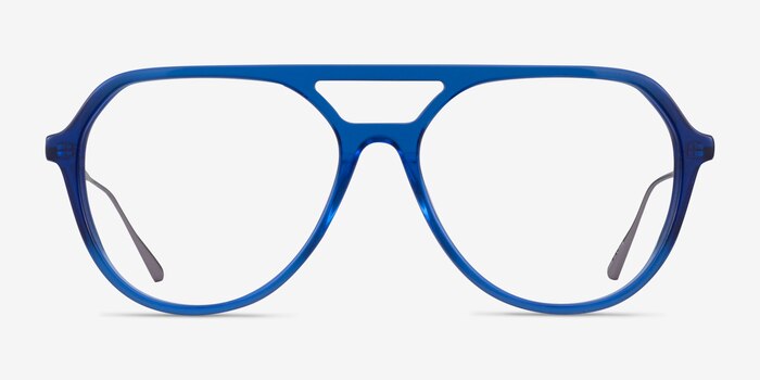 Cumulus Clear Blue Silver Acetate Eyeglass Frames from EyeBuyDirect