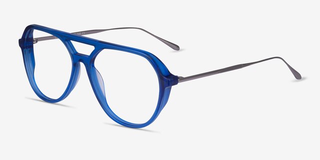 Cumulus Clear Blue Silver AcetateEyeglass Frames from EyeBuyDirect, Angle View