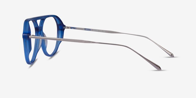 Cumulus Clear Blue Silver AcetateEyeglass Frames from EyeBuyDirect, Side View