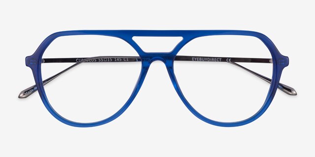 Cumulus Clear Blue Silver AcetateEyeglass Frames from EyeBuyDirect, Closed View