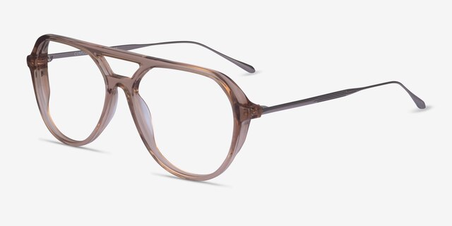 Cumulus Clear Brown Silver AcetateEyeglass Frames from EyeBuyDirect, Angle View