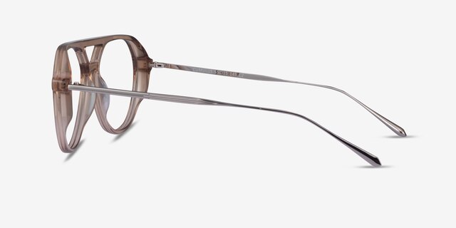 Cumulus Clear Brown Silver AcetateEyeglass Frames from EyeBuyDirect, Side View