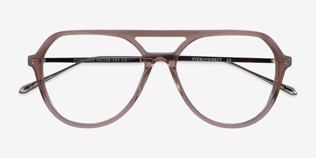 Cumulus Clear Brown Silver AcetateEyeglass Frames from EyeBuyDirect, Closed View